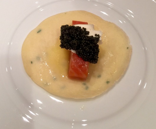 Balik Smoked Salmon Tenderloin On Crêpes with Caviar Crème Fraiche 